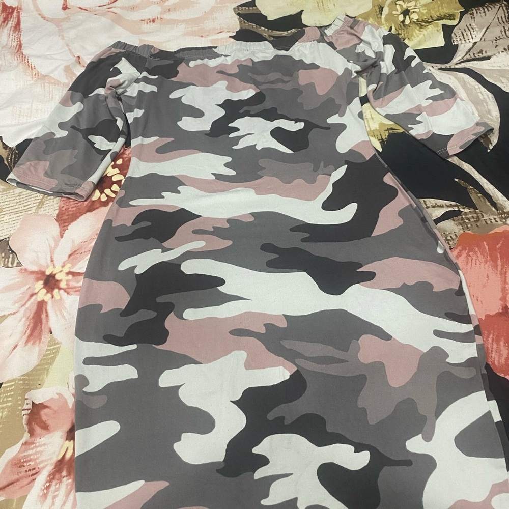 Camouflage Off-Shoulder Dress